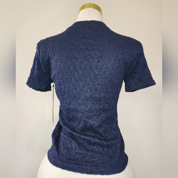 Simply Vera Wang Navy Blue Short Sleeved Top NWT - Picture 5 of 9